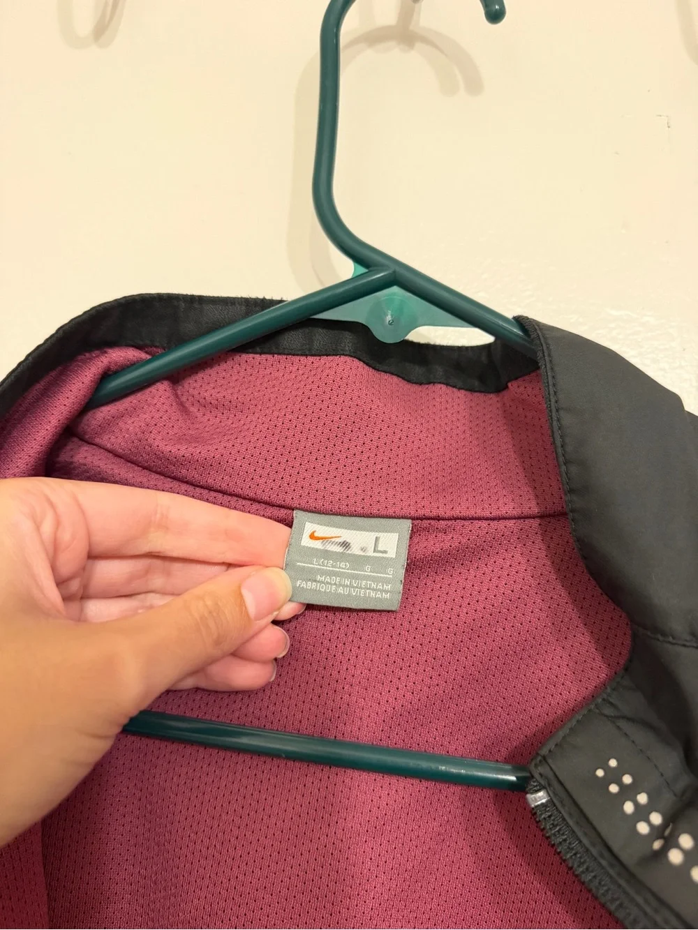 Black Nike Jacket with Pink Lining - Girls Lightweight Zip-Up